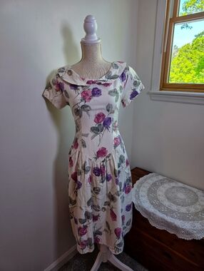 Vintage John Richard of California Floral Cottagecore Coquette Midi Dress
